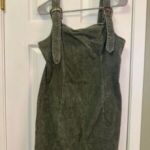 Green Corduroy Dress with Straps